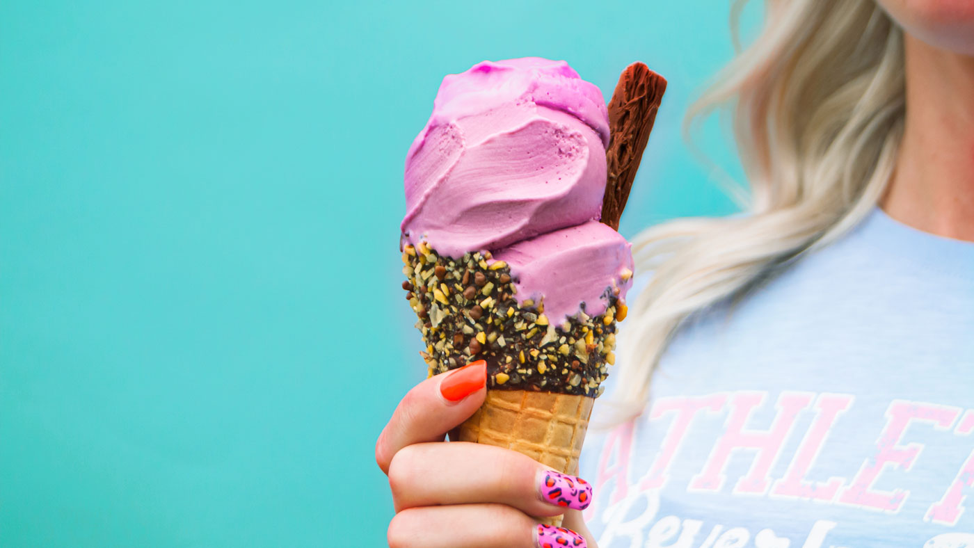 Woman holding ice cream