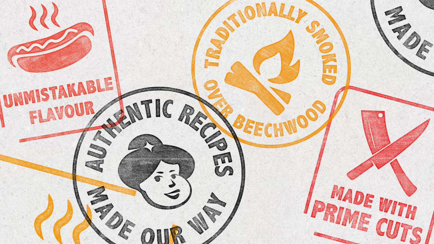 Series of graphic brand stamps