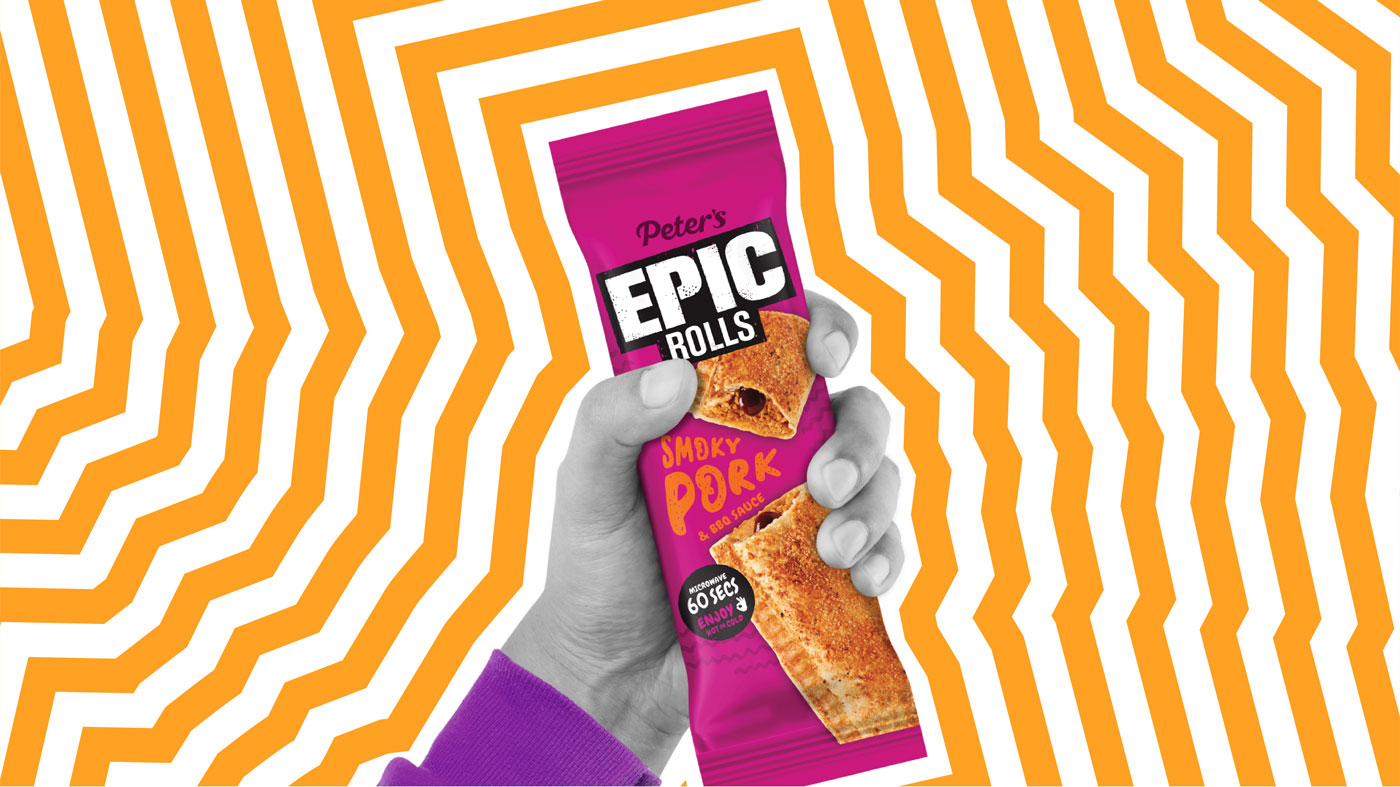 Epic smokey pork roll bright and bold packaging