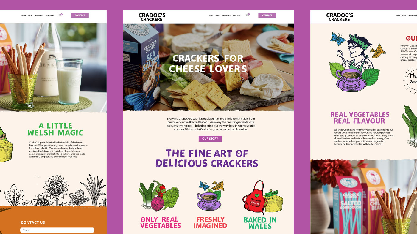 image of page designs for Cradoc's website
