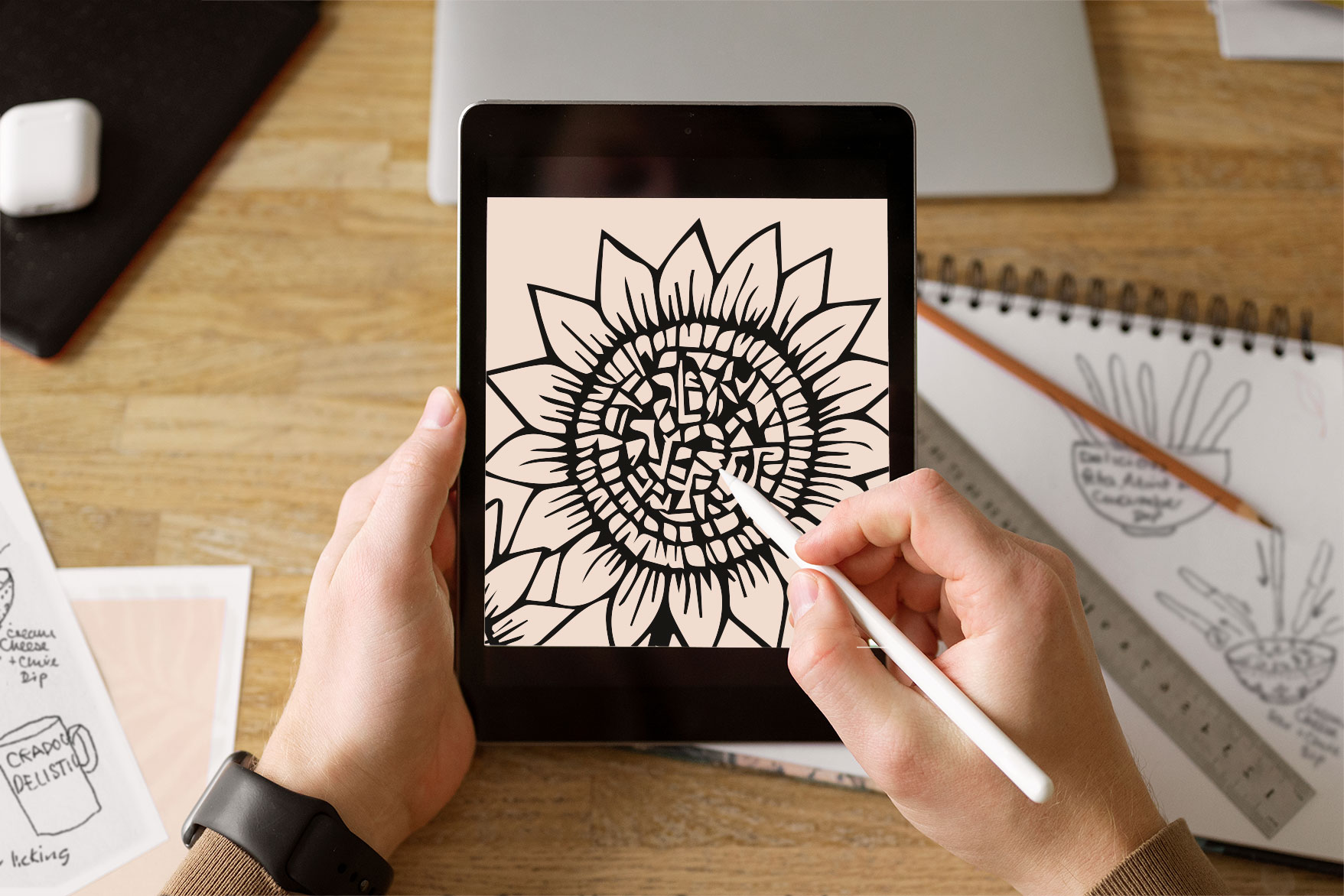 image of someone sketching on ipad screen